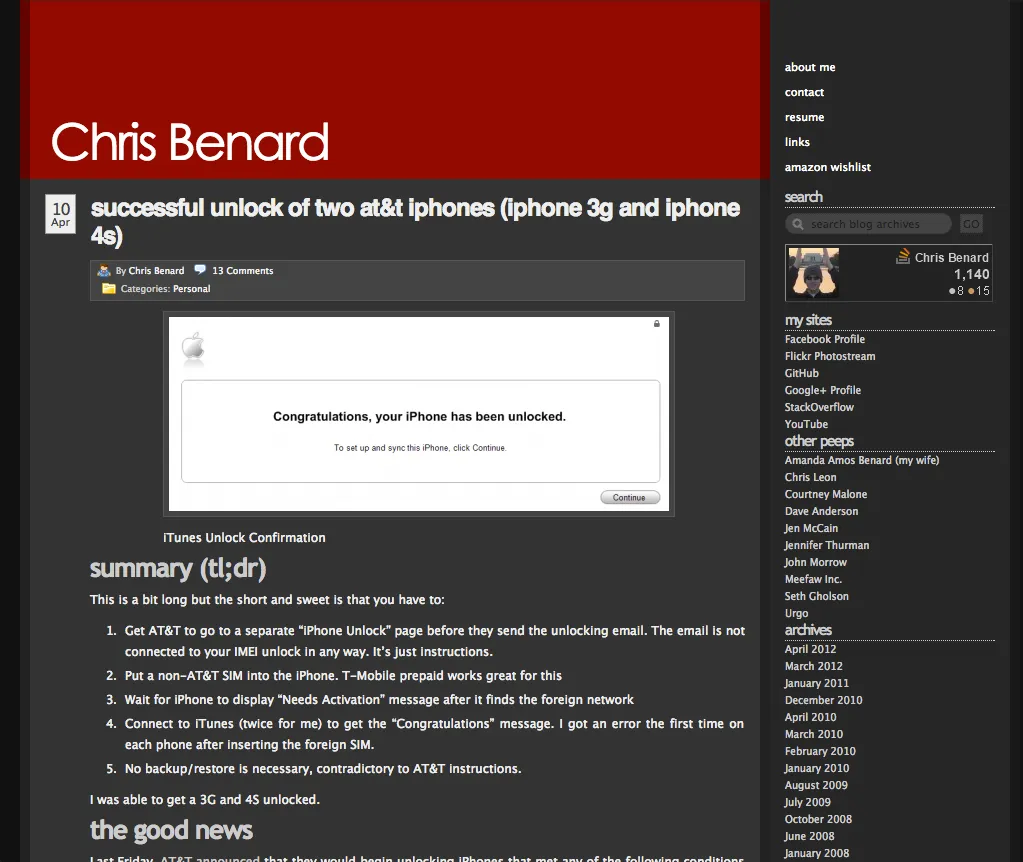 Old Site Screenshot